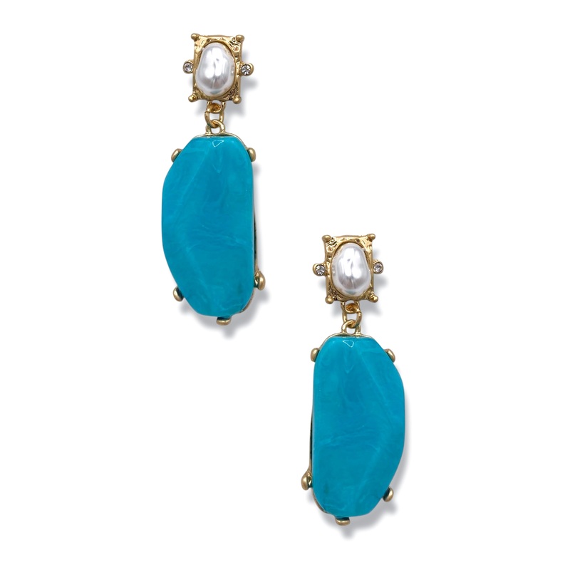 Pave The Way Earrings|Turquoise/WG