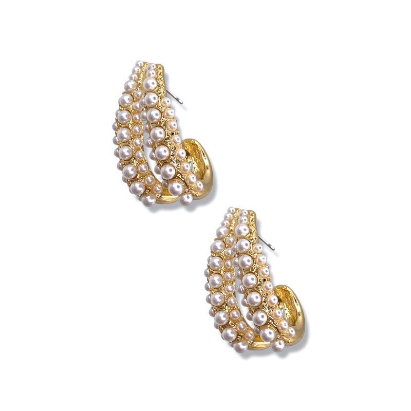 Posie Pave Pearl Hoop Earrings