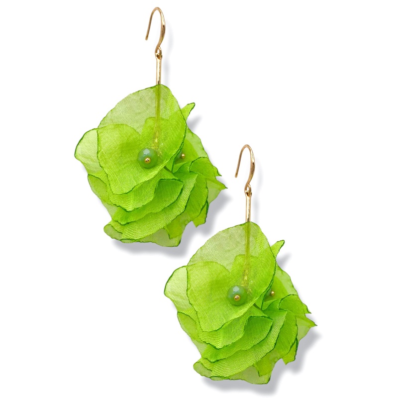 Sherri Green Chiffon Flower Earrings *Final Sale*
