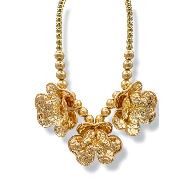 Golden One Flower Statement Necklace – FINAL SALE