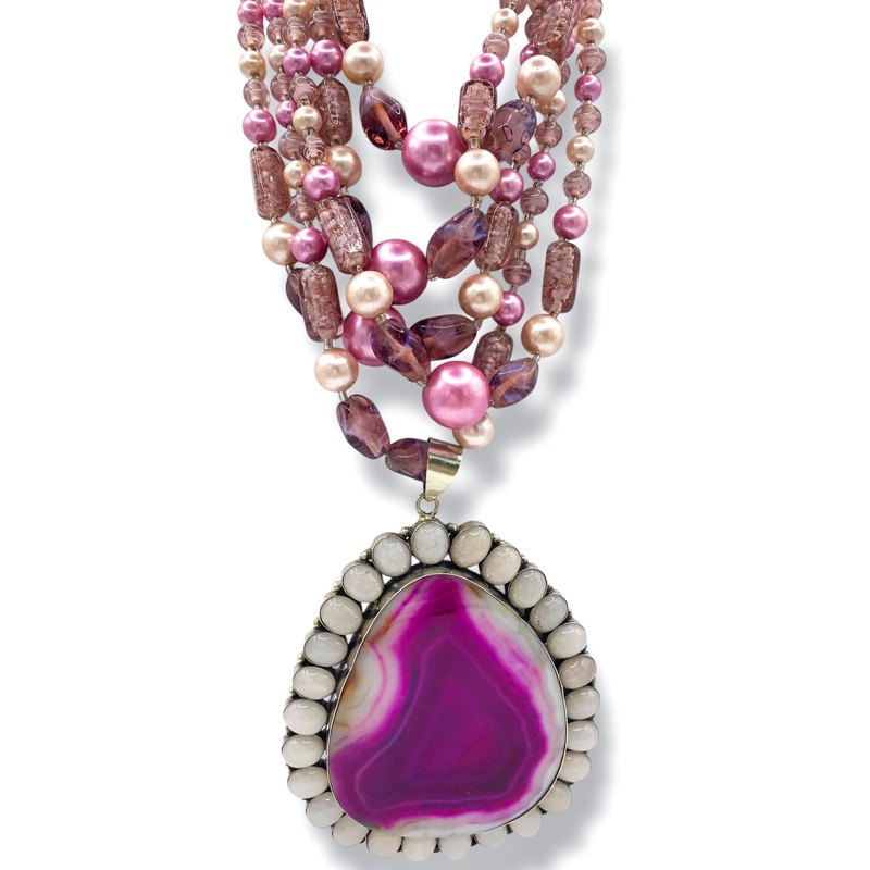 Made In The Deep South 1970s Agate & Quartz Necklace