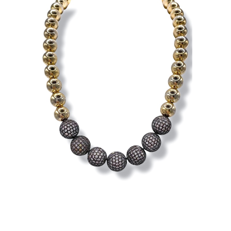 Made In The Deep South Pave Diamond Bead 1960s Necklace