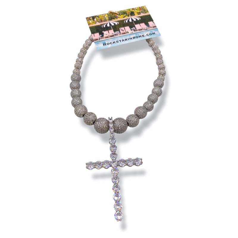 Rockstar In Rome Cross Pave Necklace