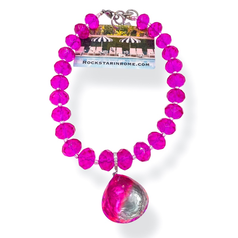 Rockstar In Rome Pink Chandelier Crytsal Necklace