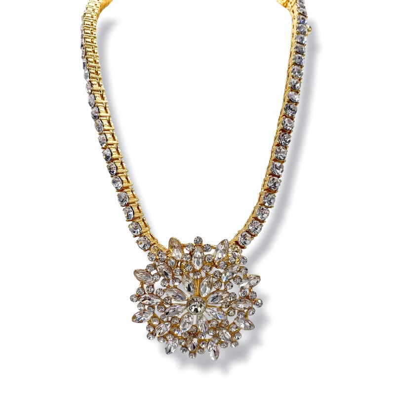 Vivian Pendant Gold Tennis Necklace