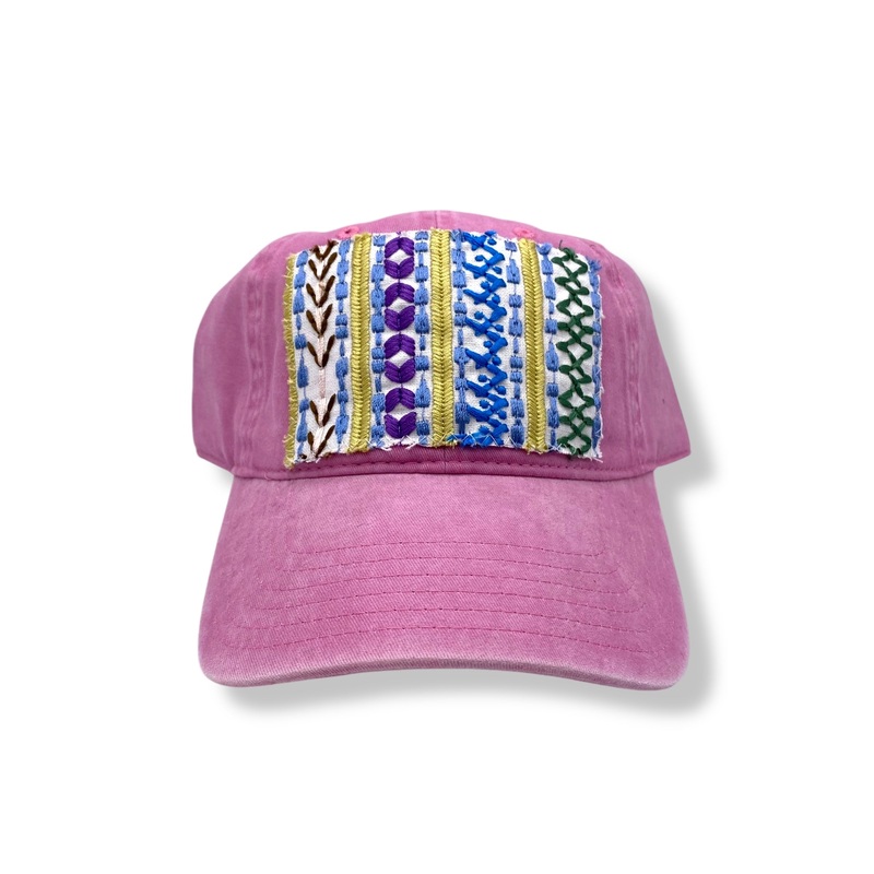 Kilim Baseball Hat Dark Pink 1