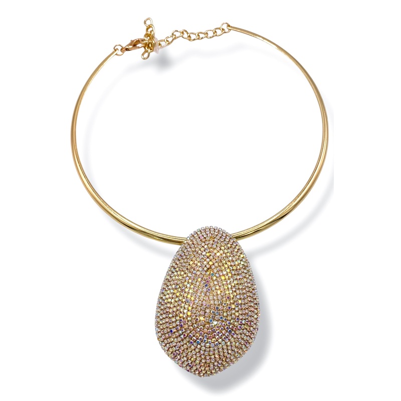 Let It Settle Abalone Pave Pendant Necklace