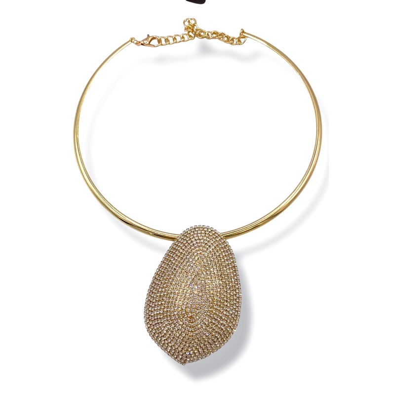 Let It Settle Clear Pave Pendant Necklace