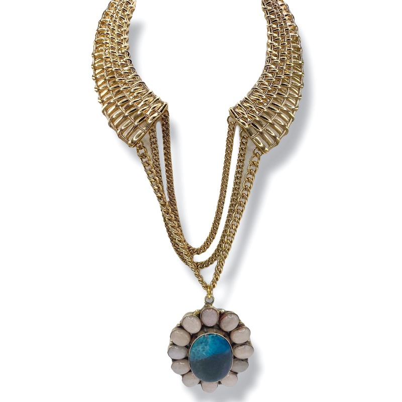 Made In The Deep South 1970s Agate & Moonstone 1980s Necklace