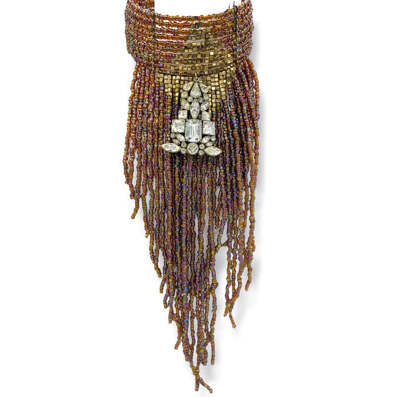 Made In The Deep South 1970s Eisenburg Brooch 1970s Beaded Collar Necklace