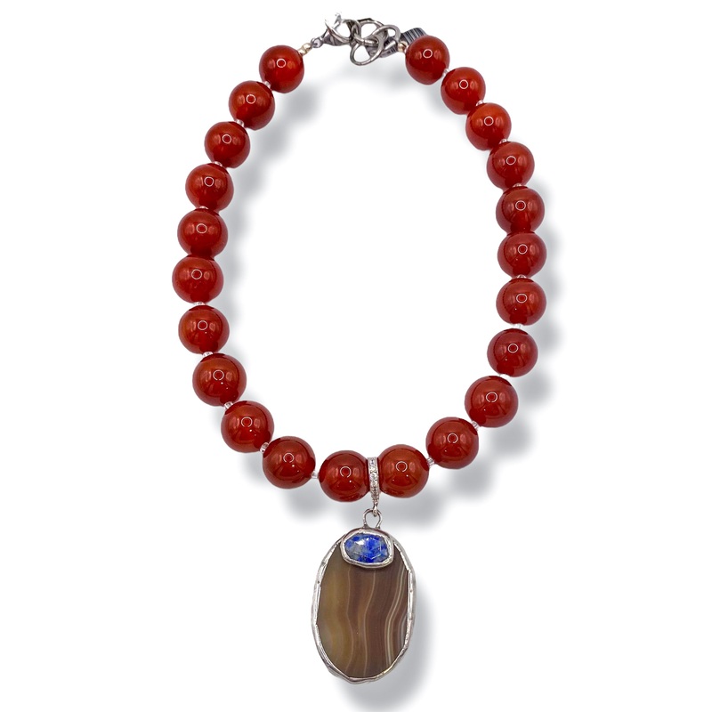 Rockstar In Rome Lapis & Agate Necklace