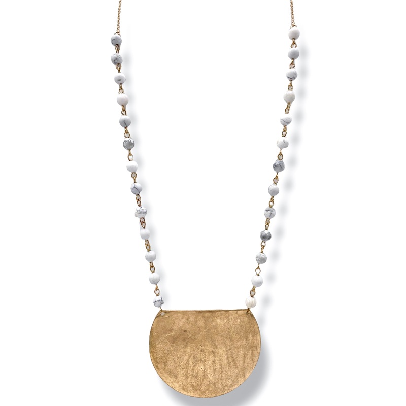 Eliza Pendant Necklace|Howlite/Worn Gold
