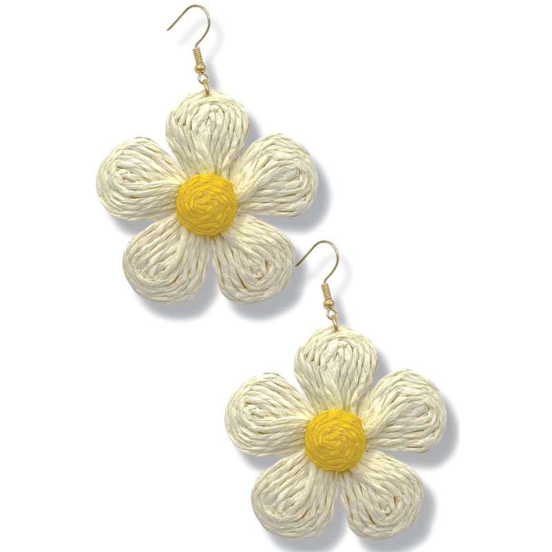 Picking Daisies Wrapped Raffia Earrings