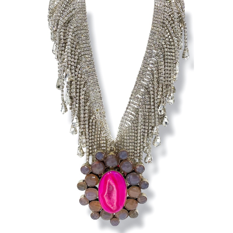 Made In The Deep South 1970s Druzy Chalcedony Pendant 1970s Necklace