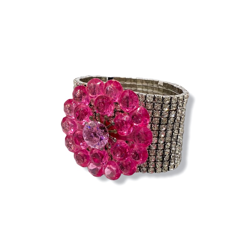 Rockstar In Rome Crystal Pink Brooch Bracelet