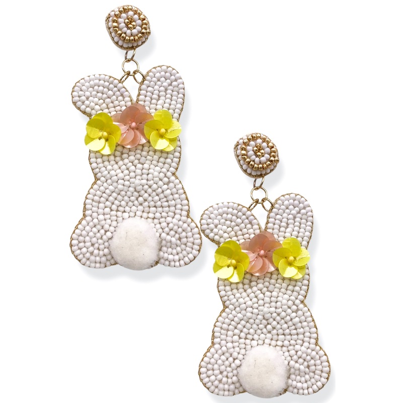 Don’t Worry, Be Hoppy Beaded Bunny Earrings