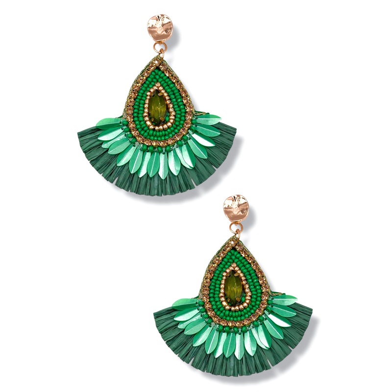 Falling For You Green Beaded Earrings *Final Sale*