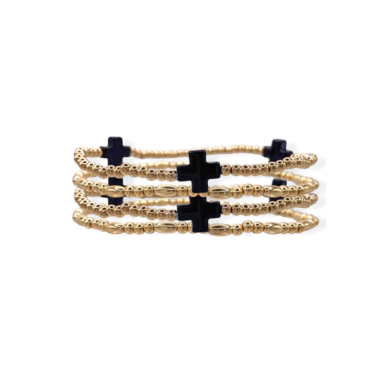 Living Hope Black Cross Beaded Bracelet Set
