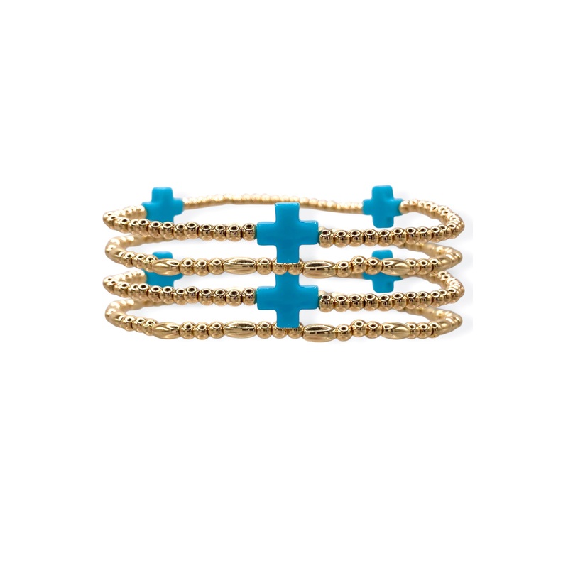 Living Hope Turquoise Cross Beaded Bracelet Set