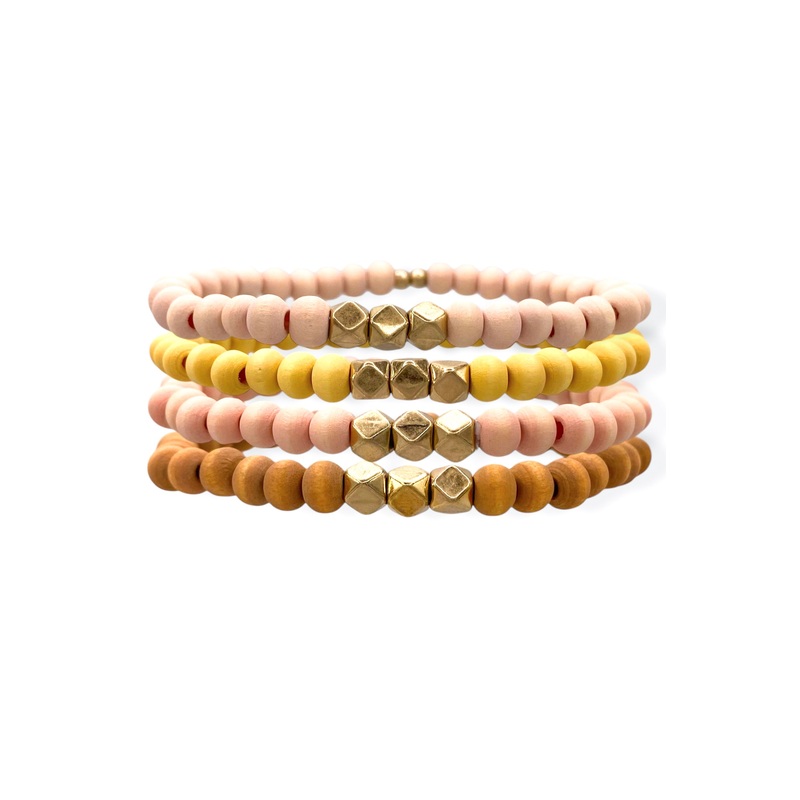 Making Me Blush Wooden Bead Bracelet Set *Final Sale*