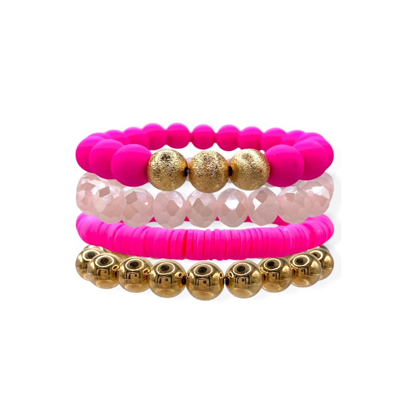 So Appealing Fuchsia Beaded Bracelet Set