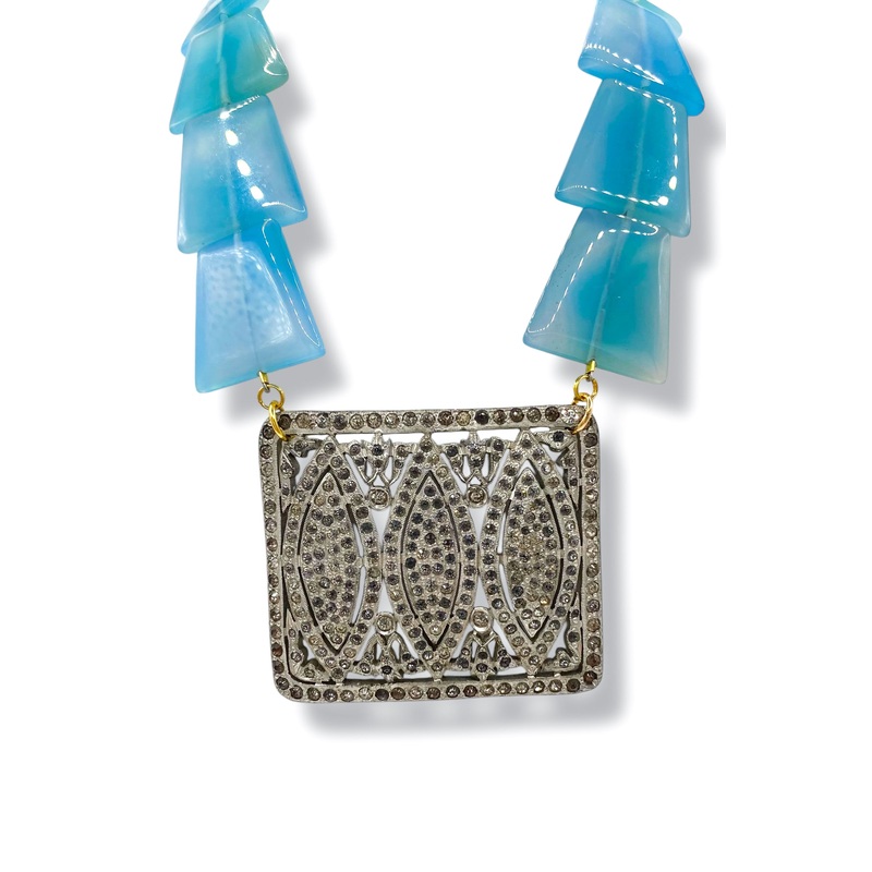 Made In The Deep South 1920s Shoe Clip Aquamarine Bead Necklace