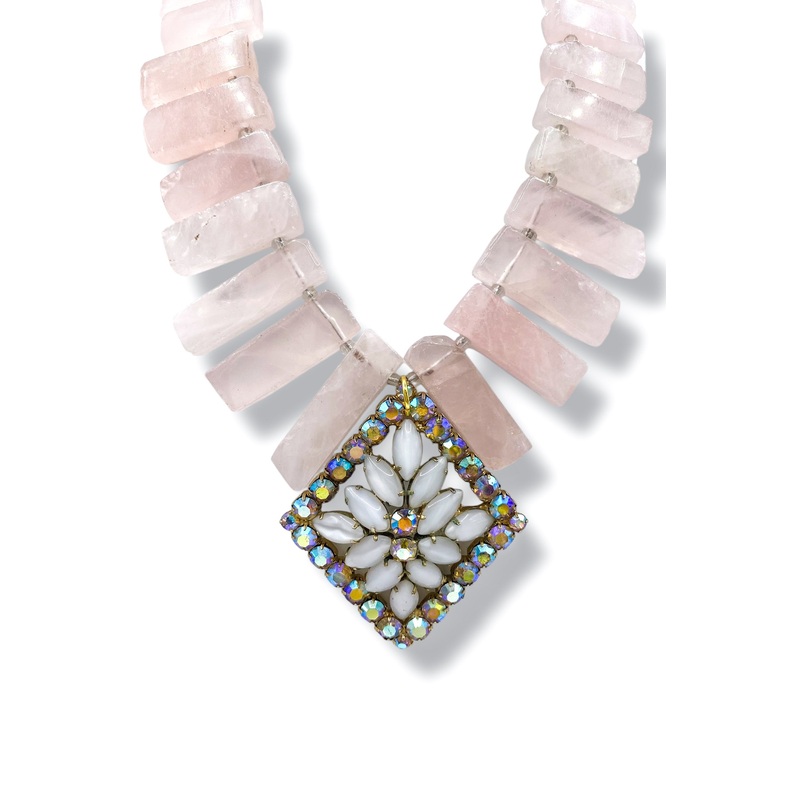 Made In The Deep South 1960s Brooch 1960s Rose Quartz Necklace