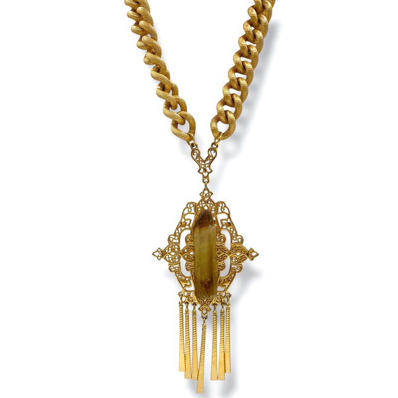 Made In The Deep South 1960s Pendant Smokey Topaz 1960s Chain Necklace