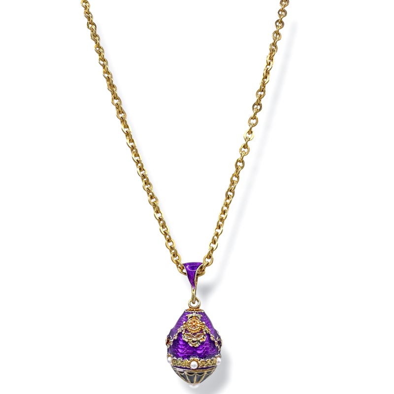 Made In The Deep South 1980s Enameled Egg 1960s Chain Necklace