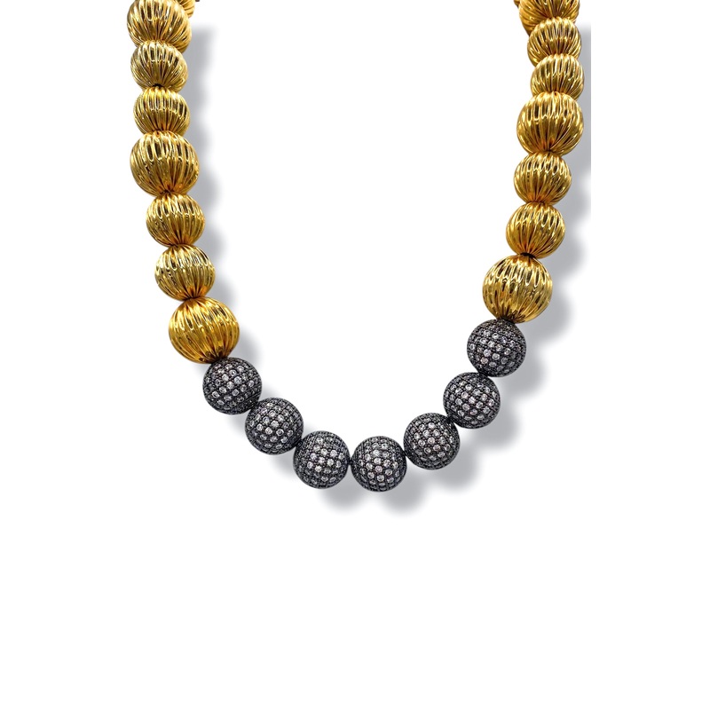Made In The Deep South Pave Beads 1960s Bead Necklace