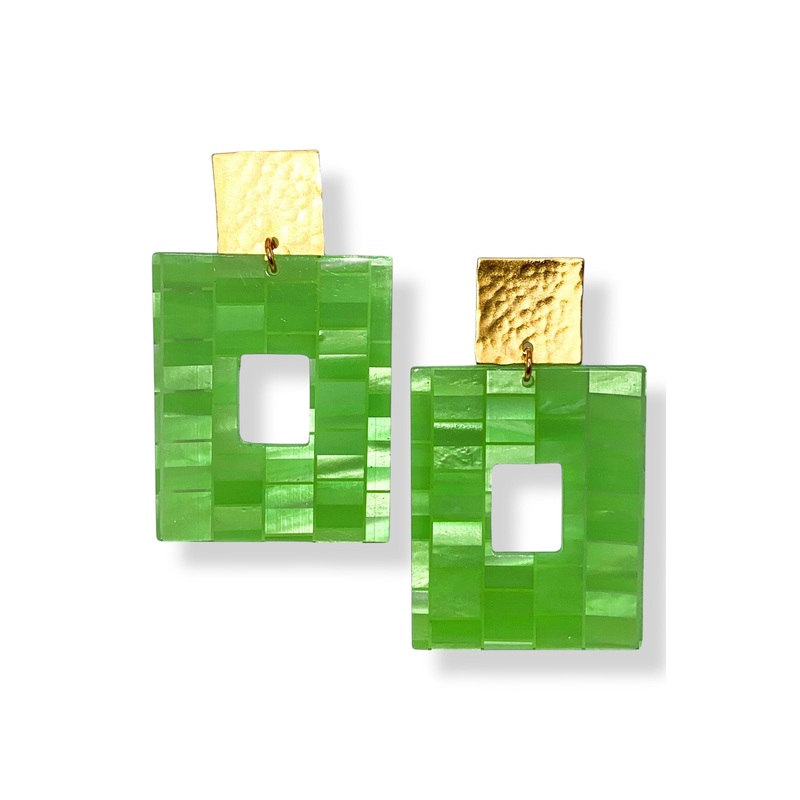 Virtue Time Flies Lime Tiles Earrings *Final Sale*