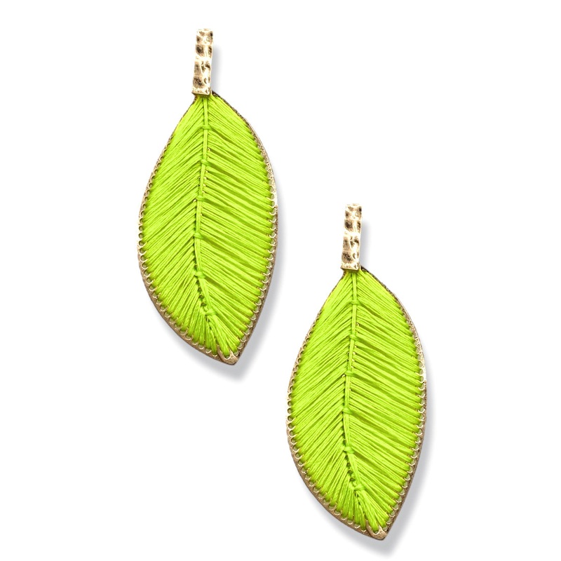 Leaf Fallin’ Thread Earrings|Neon Yellow