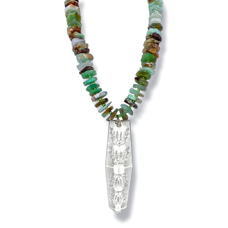 Made In the Deep South 1800s Chandelier Crystal 1960s Chrysoprase Necklace