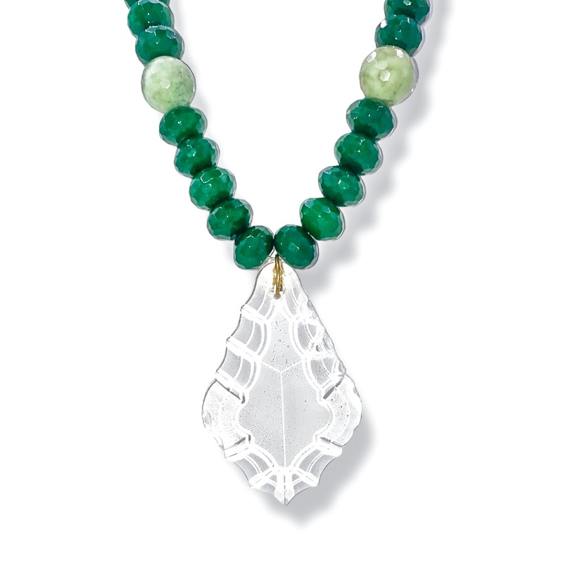 Made in the Deep South 1920s French Chandelier Crystal 1960s Jade Nekclace