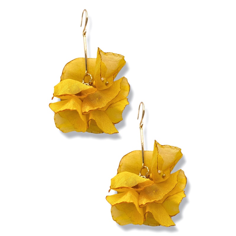 Sherri Yellow Chiffon Flower Earrings *Final Sale*