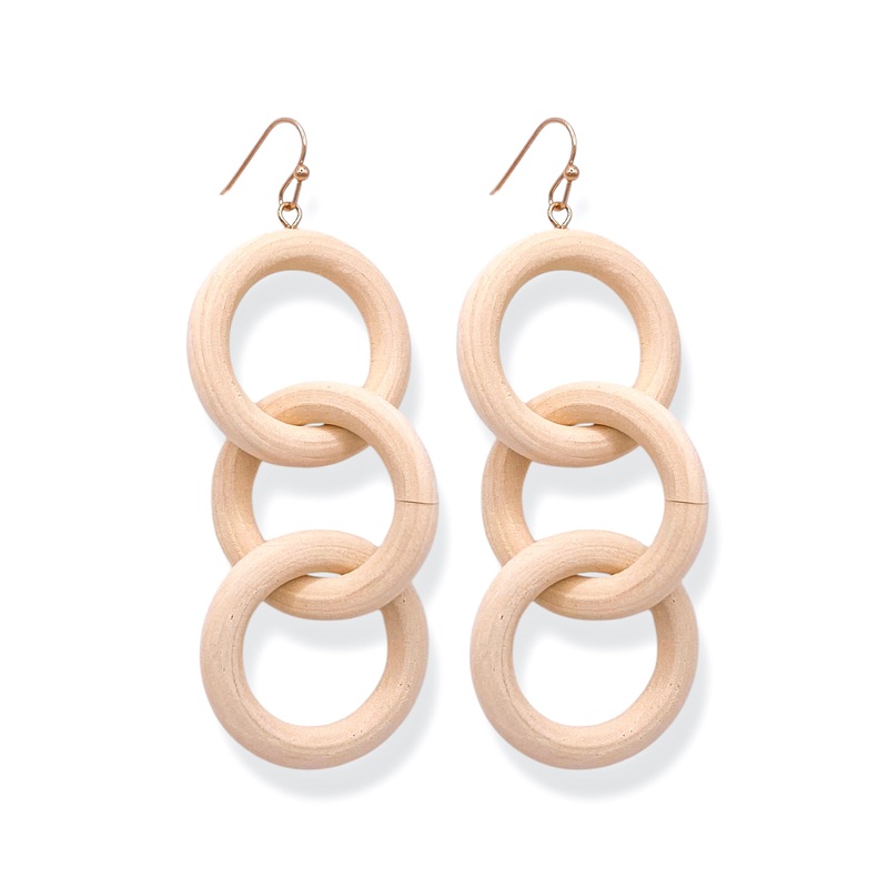 Don’t Stop Me Wood Circle Link Earrings *Final Sale*