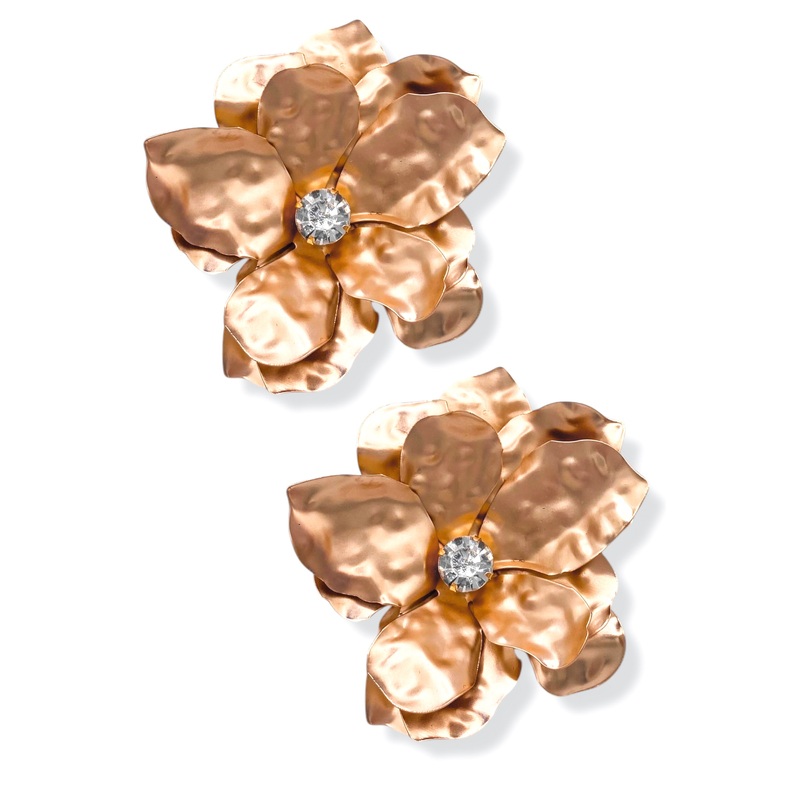 Golden Blooms Metal Flower Earrings