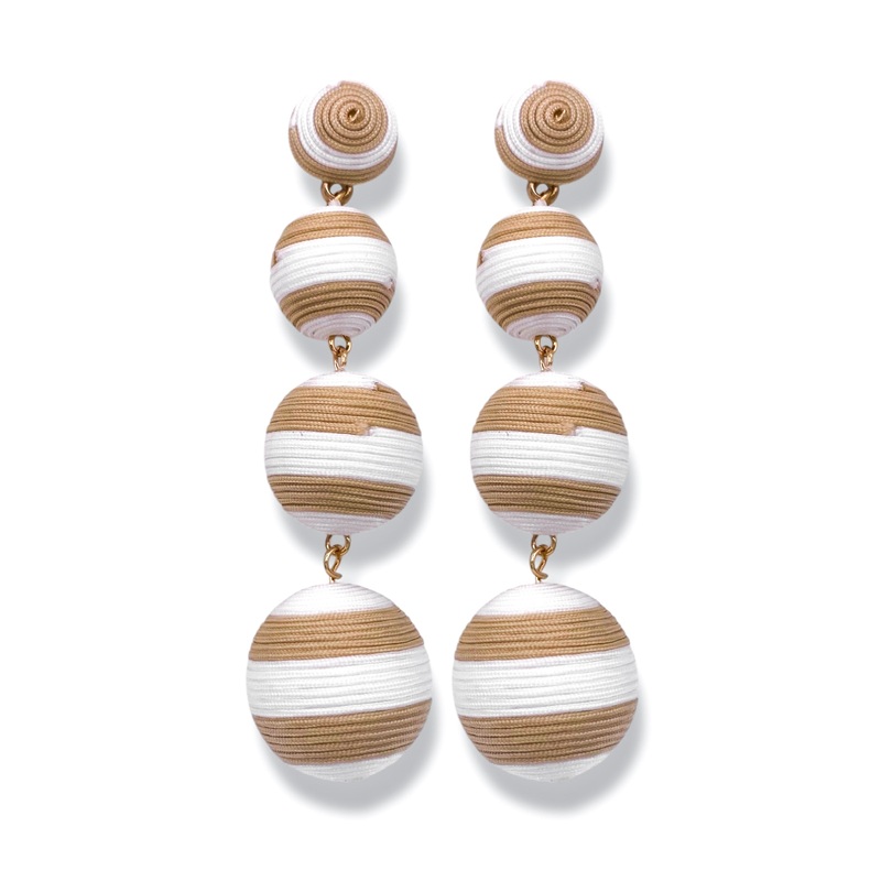 Join The Party Beige Ball Drop Earrings – FINAL SALE