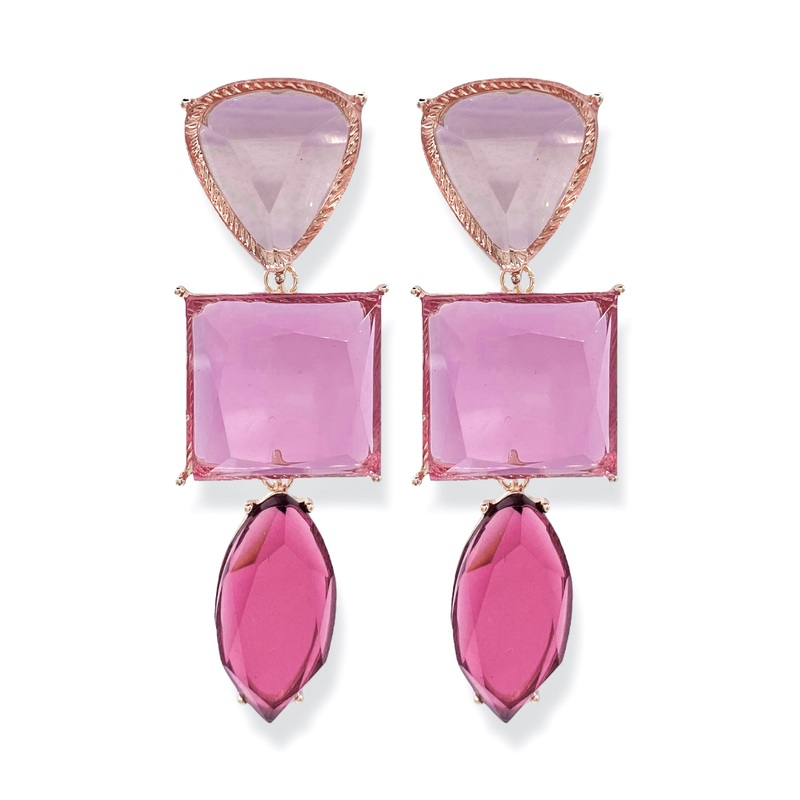 Luxury Feels Fuchsia Geometric Drop Earrings