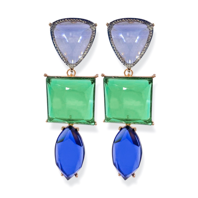 Luxury Feels Royal Blue Geometric Drop Earrings *Final Sale*