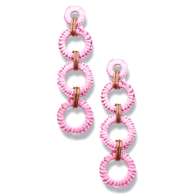 Made For You Pink Raffia Circle Drop Earrings *Final Sale*