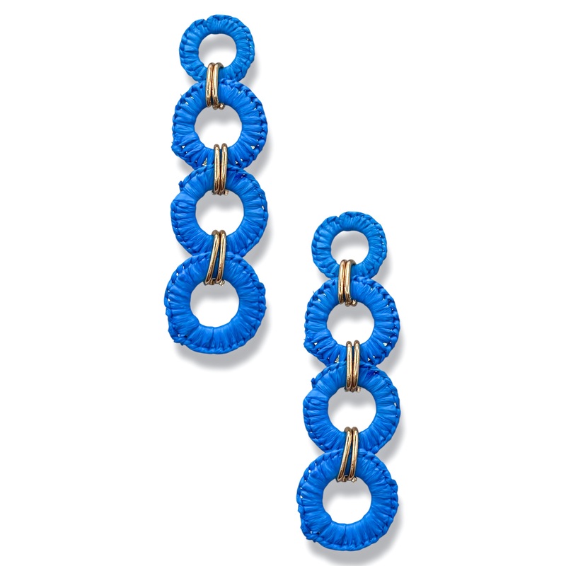 Made For You Turquoise Raffia Circle Drop Earrings *Final Sale*