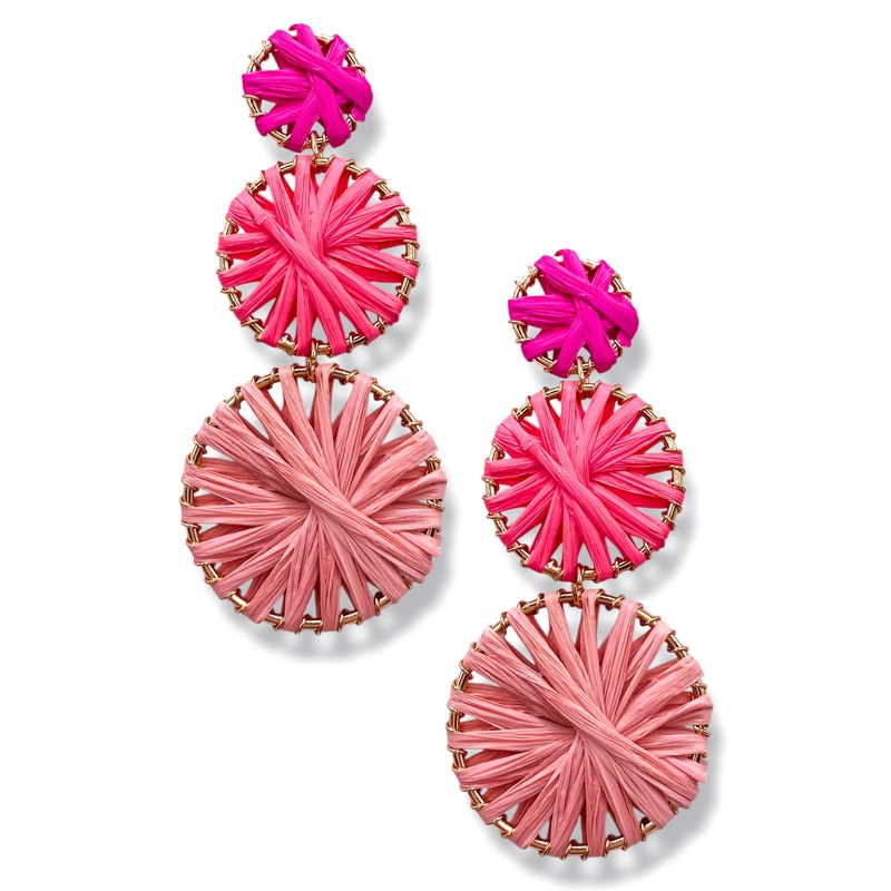 Meeting Standards Pink Raffia Drop Earrings *Final Sale*