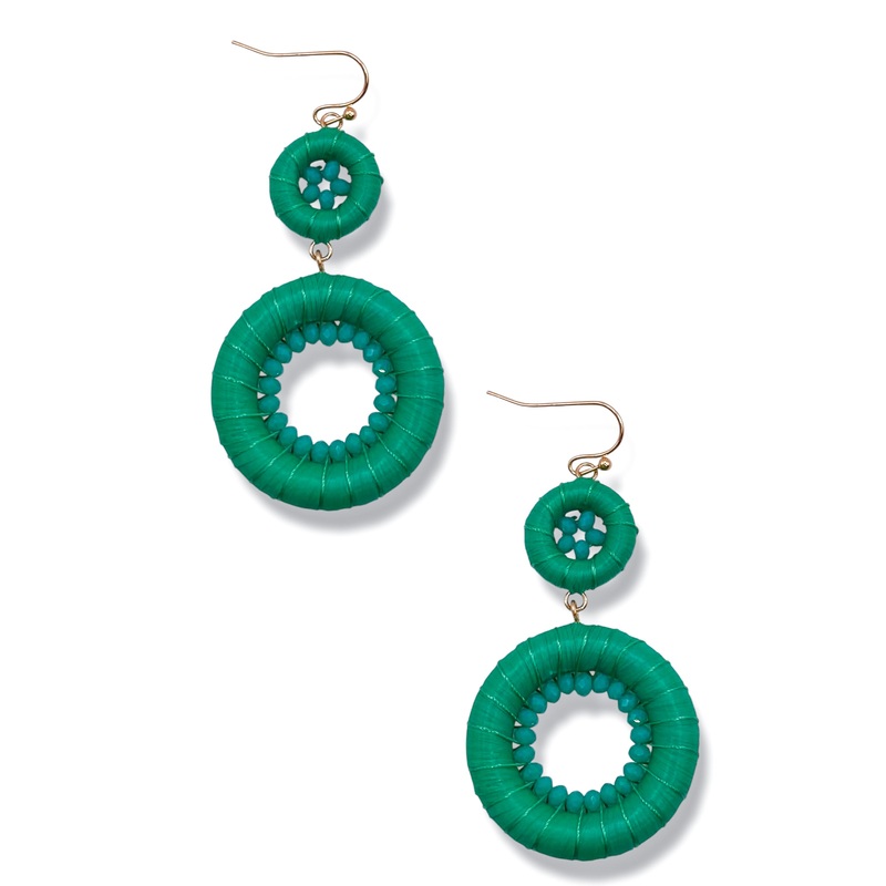 Open Mind Raffia and Bead Circle Earrings – FINAL SALE