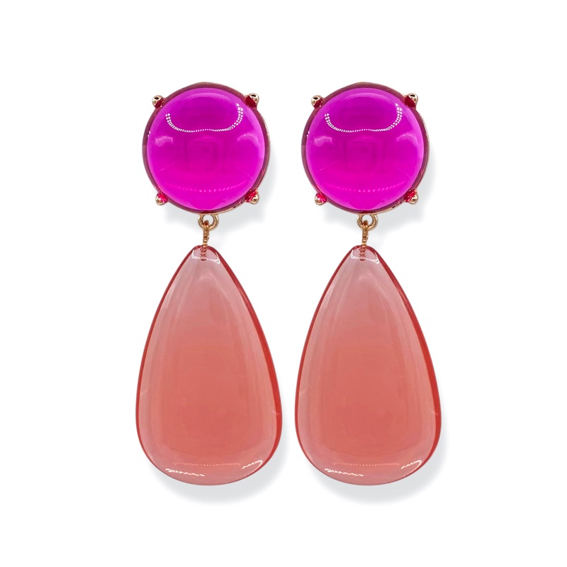 Piece Of Advice Fuchsia Teardrop Acrylic Drop Earrings *Final Sale*