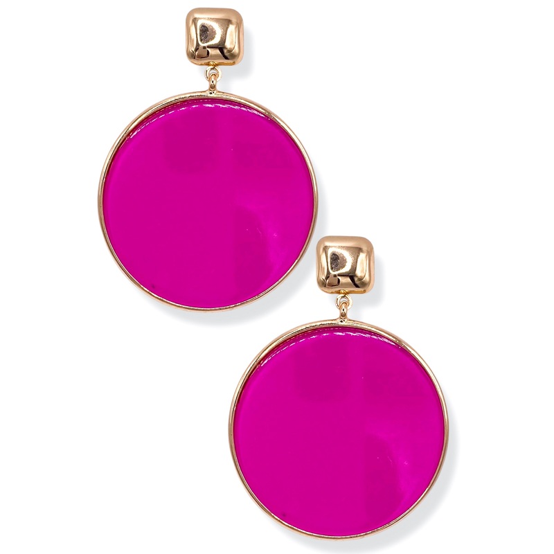 Taking A Second Fuchsia Round Drop Earrings