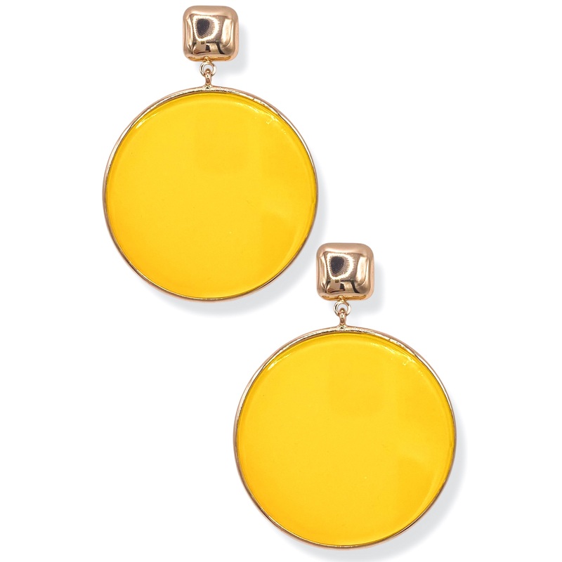Taking A Second Yellow Round Drop Earrings *Final Sale*