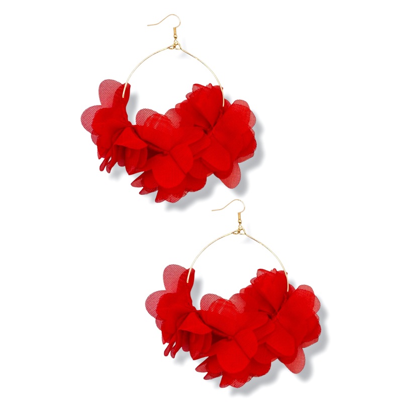 Flower Girl Red Flower Wire Earrings