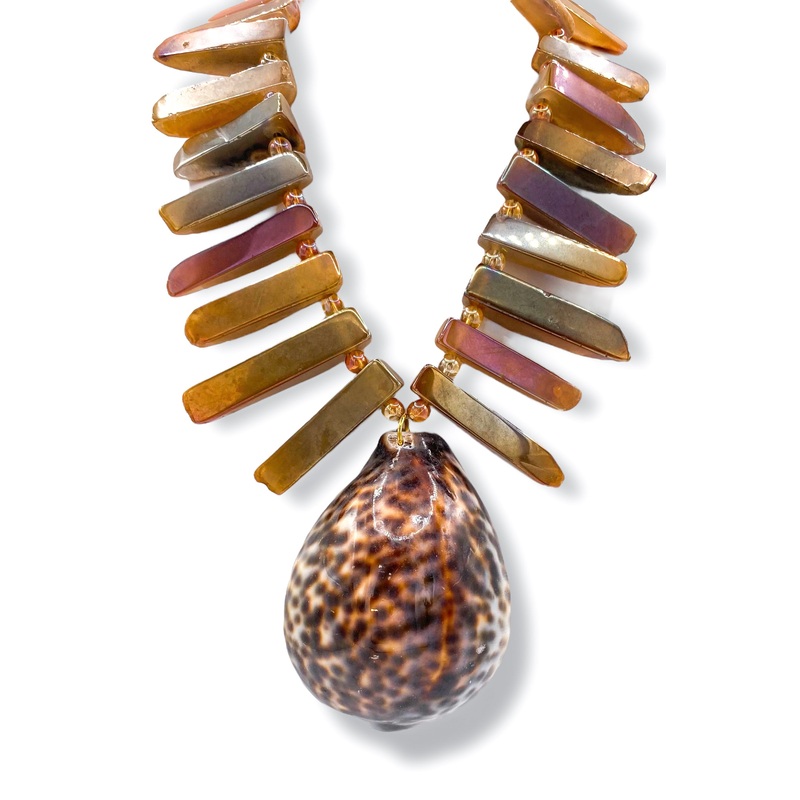 Made in the Deep South 1960s Cowrie Shell 1960s Rainbow Quartz Necklace