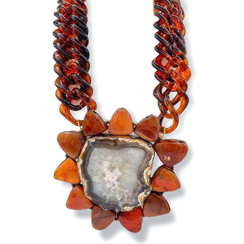 Made in the Deep South 1970s Agate & Carnelian Pendant 1960s Necklace